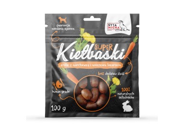 Syta Micha kiełbaski dla psa z królikiem, marchewką i mniszkiem 100g