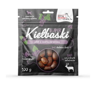 Syta Micha kiełbaski dla psa z jeleniem i czarną porzeczką 100g
