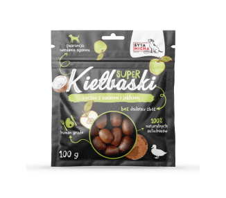 Syta Micha kiełbaski dla psa z kaczką, kokosem i jabłkiem 100g