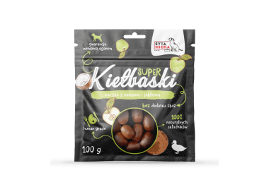 Syta Micha kiełbaski dla psa z kaczką, kokosem i jabłkiem 100g