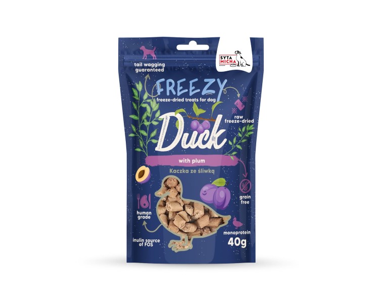 Syta Micha Liofilizowane przysmaki dla psa Kaczka ze śliwką FREEZY 40g